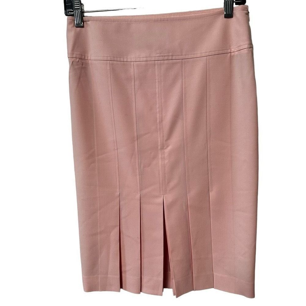 Theory wool pink pleated long pencil skirt